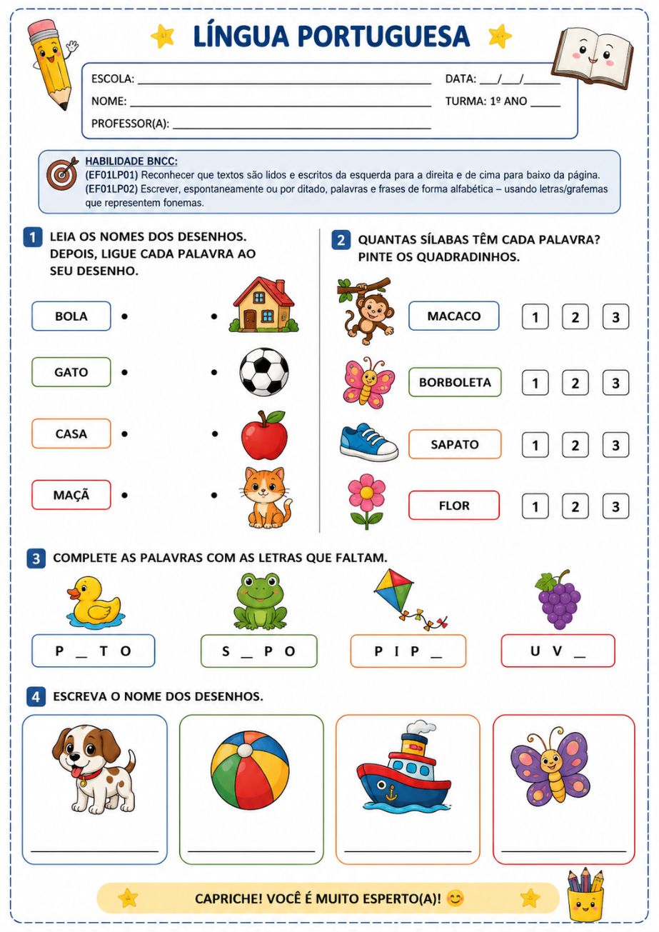 Amostra atividade de Educação Física